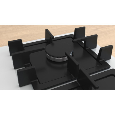 Варильна поверхня Bosch газова на склі, 60см, чавун, білий Варильна поверхня Bosch газова на склі, 60см, чавун, білий