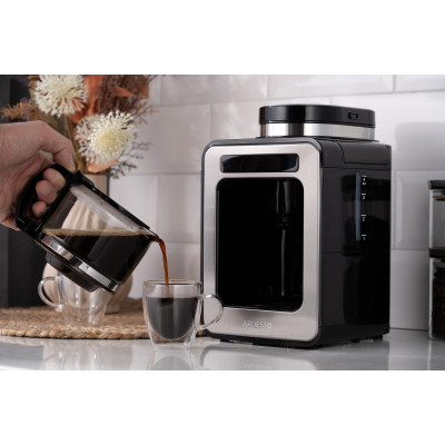 Кавоварка ARDESTO Steel Collection крапельна 0.5л, зерно + мелена, дисплей, сріблясто-чорний