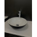 Раковина, умивальник Adamant KREIS, штучний камінь, кругла, без отвору для змішувача та переливу, 420х150мм, накладний, чорно-білий