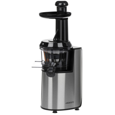Соковитискач ARDESTO шнековий 200Вт, чаша-0.6л, жмих-0.6л, пластик/метал, сріблясто-чорний Соковитискач ARDESTO шнековий 200Вт, чаша-0.6л, жмих-0.6л, пластик/метал, сріблясто-чорний