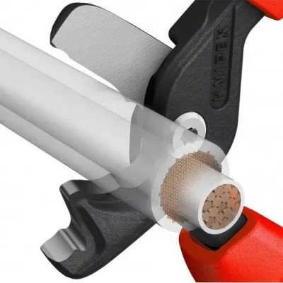 Кабелеріз KNIPEX, StepCut XL діелектричний, 225мм, фосфатовані, 0.325кг