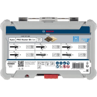 Набір кромкових фасонних фрез Bosch Professional 8мм 6шт