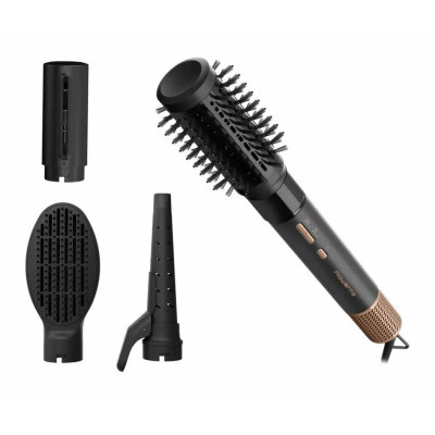 Фен-щітка Rowenta Air Shape, 1300Вт, 3 режими, іоніз-я, хол. обдув, 4 насадки, кераміка, чорно-золотий Фен-щітка Rowenta Air Shape, 1300Вт, 3 режими, іоніз-я, хол. обдув, 4 насадки, кераміка, чорно-золотий