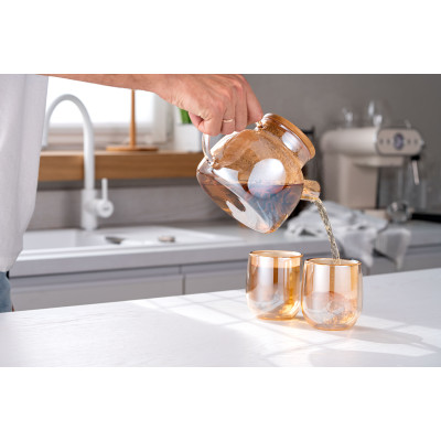 ARDESTO Набор чашек AGolden Moon с двойными стенками, 250 мл, H 9,5 см, 2 ед., боросиликатное стекло ARDESTO Набор чашек AGolden Moon с двойными стенками, 250 мл, H 9,5 см, 2 ед., боросиликатное стекло