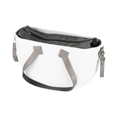 Сумка Nuvita MyMia ручки шкіра, ремені для коляски, біло-сірий