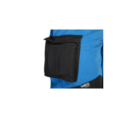 Штани робочі Neo Tools HD+, 100% бавовна, відсік для наколінників, потрійний шов, L(52), синьо-чорний