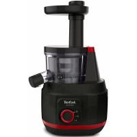 Соковитискач Tefal Juiceo шнековий 150Вт, чаша-0.8л, жмих-0.8л, насадка для цитрусових, пластик, червоно-чорний