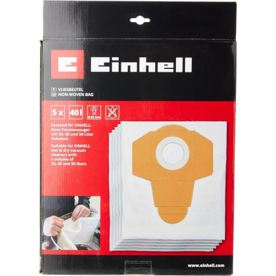 Мешки синтетические к пылесосам Einhell 30-50л, 5шт (2351195)