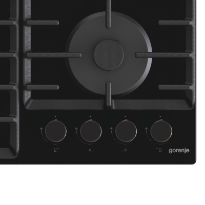 Варочная поверхность Gorenje газовая на стекле, 60см, чугун, черный GT642SYB