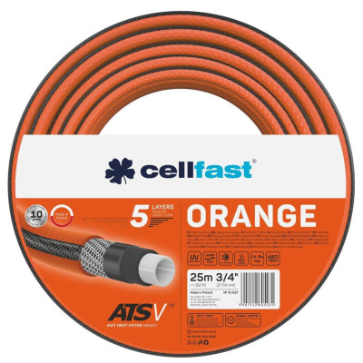 Шланг садовий Cellfast ORANGE, 3/4', 25 м, 5 шарів, до 24 Бар, -10…50°C (15-021)