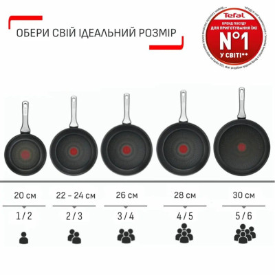 Сковорода Tefal Emotion+, 28см, нержавіюча сталь, бакеліт, чорний