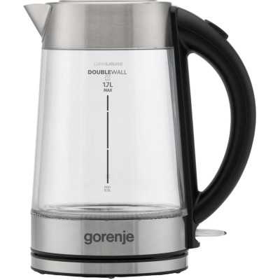 Gorenje Електрочайник 1.7л, 2,200 Вт, strix контроль, скло, нерж Gorenje Електрочайник 1.7л, 2,200 Вт, strix контроль, скло, нерж