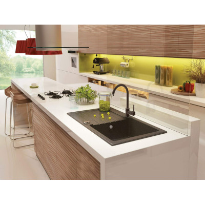 Мийка кухонна Deante Zorba, граніт, прямокутник, з крилом, 760х440х160мм, чаша - 1, накладна, графіт Мийка кухонна Deante Zorba, граніт, прямокутник, з крилом, 760х440х160мм, чаша - 1, накладна, графіт