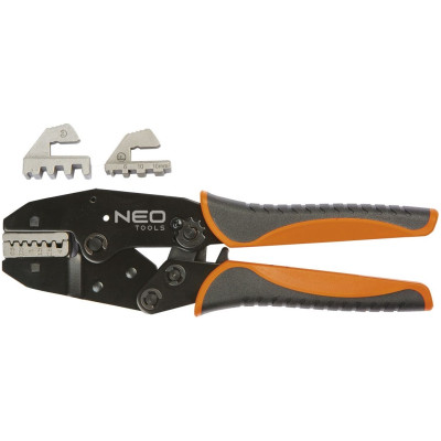 Кліщі обтискні Neo Tools, для обтиску наконечників 0.5-16мм2, 2 змінних губок, 220мм, CrMo Кліщі обтискні Neo Tools, для обтиску наконечників 0.5-16мм2, 2 змінних губок, 220мм, CrMo