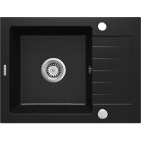 Мийка кухонна Deante Zorba, граніт, прямокутник, з крилом, 580х440х164мм, чаша - 1, накладна, чорний