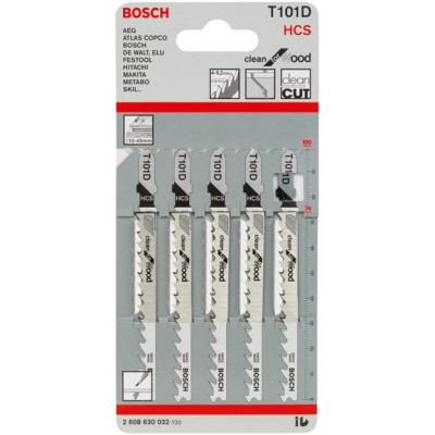 Полотно пиляльне для електролобзика Bosch Professional по дереву T101D, 5шт