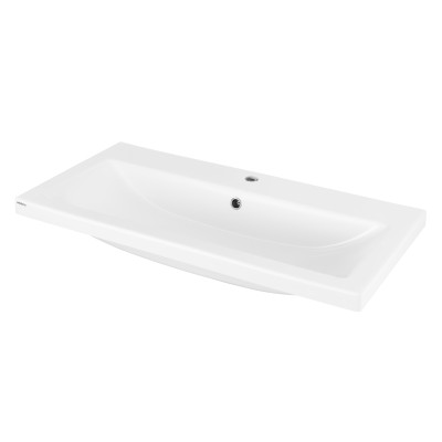 Раковина, умивальник ARDESTO Sati, штучний камінь, прямокут., з отвором для змішувача, з отвором для переливу, 895x450x158мм, накладний, білий