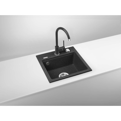 Мийка кухонна Deante Zorba, граніт, квадрат, без крила, 440х440х184мм, чаша - 1, накладна, графіт Мийка кухонна Deante Zorba, граніт, квадрат, без крила, 440х440х184мм, чаша - 1, накладна, графіт
