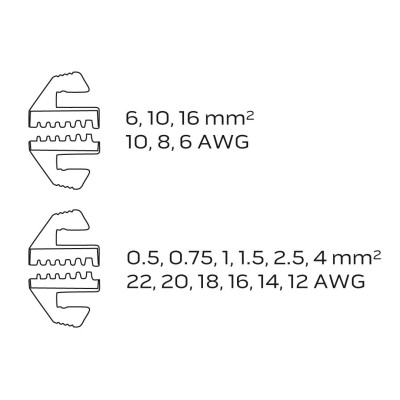 Neo Tools Кліщі обтискні, для обтиску наконечників 0.5-16мм кв., 2 змінних губок, 220мм, CrMo Neo Tools Кліщі обтискні, для обтиску наконечників 0.5-16мм кв., 2 змінних губок, 220мм, CrMo