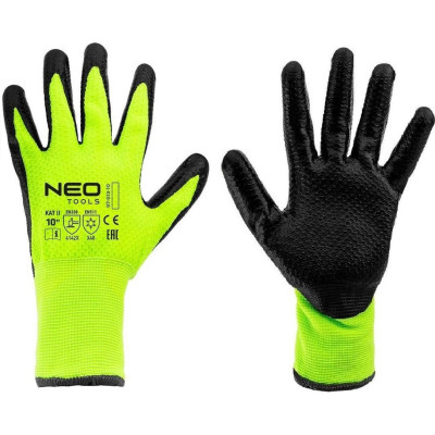Рукавички робочі Neo Tools, утеплені, латексне покриття, поліестер, р.10, зелено чорні