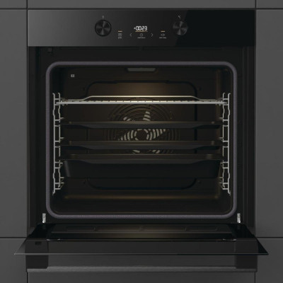 Gorenje Духова шафа електрична, 77л, A+, пара, дисплей, піроліз, чорний