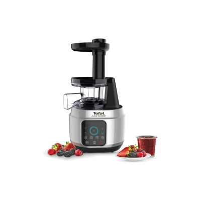 Соковитискач Tefal Juice&Clean шнековий 150Вт, чаша-0.8л, жмих-0.8л, пластик, сріблясто-чорний