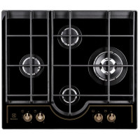 Варильна поверхня Electrolux газова на склі Rococo, 60см, чавун, чорний