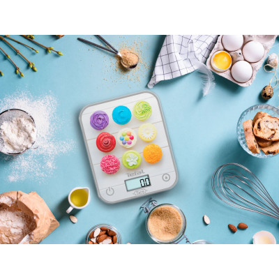 Tefal Ваги кухонні Optiss Cake Pops, 5кг, AAAx2 в комплекті, скло, різнокольорові