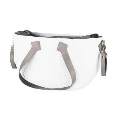 Сумка Nuvita MyMia ручки шкіра, ремені для коляски, біло-сірий