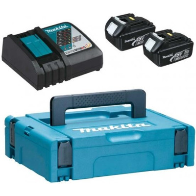 Makita Набір акумуляторів + зарядний пристрій 197952-5, LX BL1830 x 2шт (18В, 3Ач) + DC18RC, кейс Makpac1