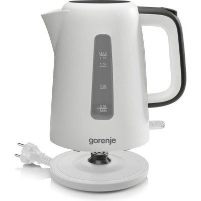 Электрочайник Gorenje 1.7л, Strix контроль, пластик, белый