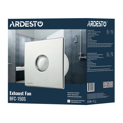 Витяжний вентилятор ARDESTO 25 Вт, 210 м3/г, 1650 об./хв., 35 дБ, сріблястий Витяжний вентилятор ARDESTO 25 Вт, 210 м3/г, 1650 об./хв., 35 дБ, сріблястий