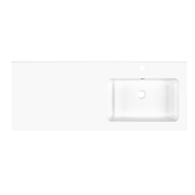 Раковина, умивальник ARDESTO Camille R, штучний камінь, прямокут., з отвором для змішувача, з отвором для переливу, 1198x478x140мм,з сифоном Click-Clack