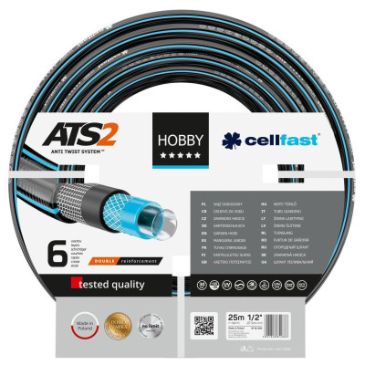 Шланг садовый Cellfast HOBBY ATS, 1/2", 25м, 6 слоев, до 30 Бар, -20...+60°C (16-200) Шланг садовый Cellfast HOBBY ATS, 1/2", 25м, 6 слоев, до 30 Бар, -20...+60°C (16-200)