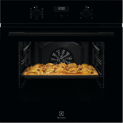 Духова шафа Electrolux електрична, 65л, А, пара, дисплей, конвекція, телескопічні напрямні, чорний