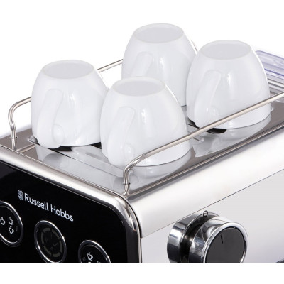 Кофеварка Russell Hobbs рожковая Distinctions 1.1л, молотая + чалды, черно-серебристый