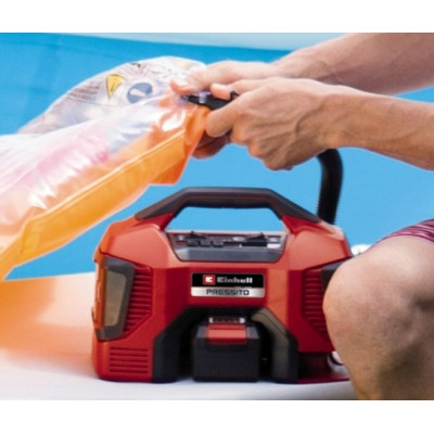 Компресор повітряний Einhell PRESSITO 18/21, акумуляторний 18В PXC, до 14л/хв, 10.5бар, вис. і низьк. тиск, 2.06кг без АКБ та ЗП