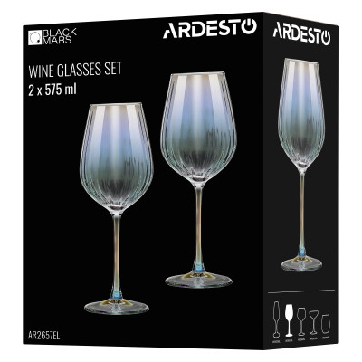 Набір келихів для вина ARDESTO Black Mars Zenith 575мл, 2шт, скло, прозорий Набір келихів для вина ARDESTO Black Mars Zenith 575мл, 2шт, скло, прозорий