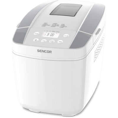 Хлібопічка Sencor 800Вт, програм-12, макс.вага -1.2кг, форма прямокутник, пластик, білий