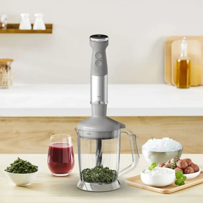 Блендер Tefal заглибний Quickchef+ 1000Вт, 3в1, чаша-800мл, чопер-1000мл, турборежим, сріблясто-сірий Блендер Tefal заглибний Quickchef+ 1000Вт, 3в1, чаша-800мл, чопер-1000мл, турборежим, сріблясто-сірий