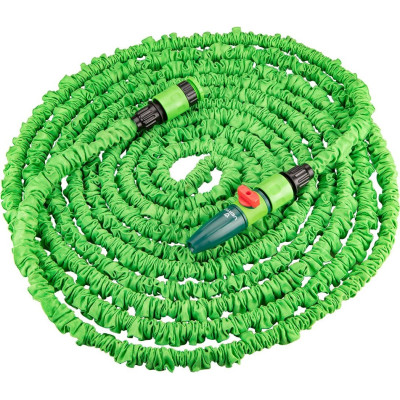 Набір для поливу Verto, в комплекті шланг 7.5-22м, що розтягується, зрошувач прямий 15G700, конектор, 2 муфти