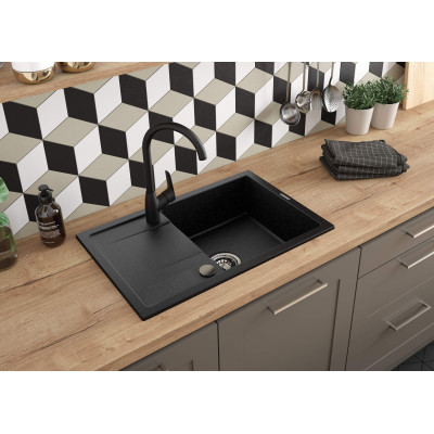 Мийка кухонна Deante Corio, граніт, прямокутник, з крилом, 670х440х175мм, чаша - 1, накладна, графіт Мийка кухонна Deante Corio, граніт, прямокутник, з крилом, 670х440х175мм, чаша - 1, накладна, графіт