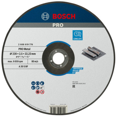Диск відрізний шліфувальний Bosch Professional Standard, 230х22.23мм, по металу