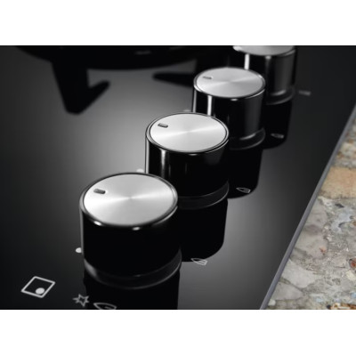 Варильна поверхня Electrolux газова на склі, 75см, чавун, чорний Варильна поверхня Electrolux газова на склі, 75см, чавун, чорний