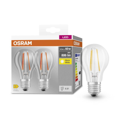 Набір ламп 2шт OSRAM LED E27 6.5Вт 2700К 806Лм A60 Набір ламп 2шт OSRAM LED E27 6.5Вт 2700К 806Лм A60