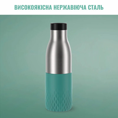 Термопляшка Tefal Bludrop soft touch, 700мл, нержавіюча сталь, зелений