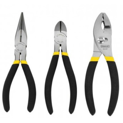Набір шарнірно-губцевих інструментів Stanley Basic, Пасатижі переставні,Плоскогубці подовжені прямі,Кусачки-бокорізи, 152мм, 3шт