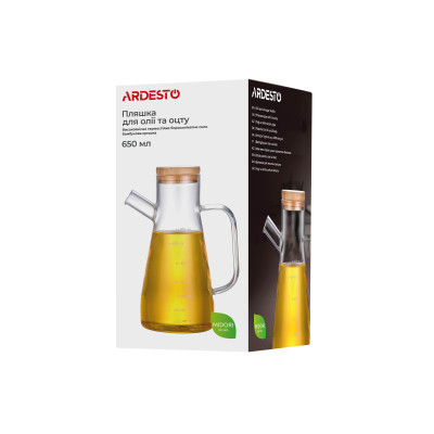 Пляшка для олії та оцту ARDESTO Midori, 650мл, боросилікатне скло, прозорий