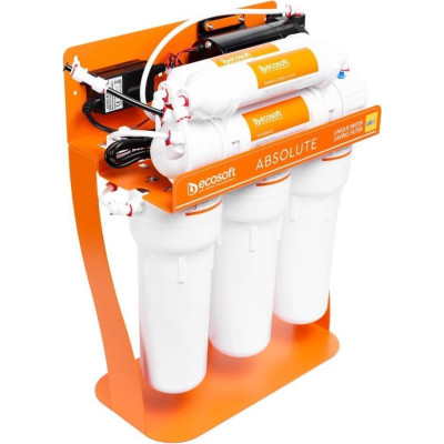 Фільтр зворотного осмосу Ecosoft Absolute з мінералізатором та помпою на станині, мембрана 75gpd DuPont, дренаж 1:1 Фільтр зворотного осмосу Ecosoft Absolute з мінералізатором та помпою на станині, мембрана 75gpd DuPont, дренаж 1:1