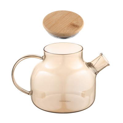Заварник Ardesto Golden Moon 1000мл, боросиликатное стекло, бамбук, золотистый
